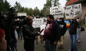  Larry Hildes at a protest in 2007. Photograph: Supplied
