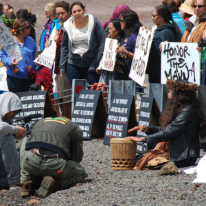 Protest against deep space telescope on the sacred summit of Mauna Kea.